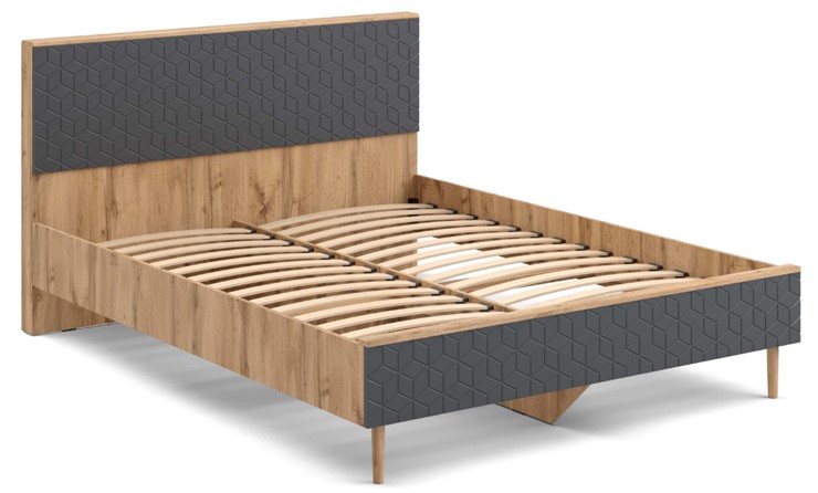 Кровать 2-х спальная Денвер, 1400 с основанием (Дуб Вотан/Графит) в Шахтах - изображение 1