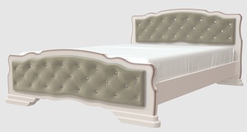 Кровать 2-х спальная Карина-10 (Дуб Молочный, светлая обивка) 160х200 в Батайске