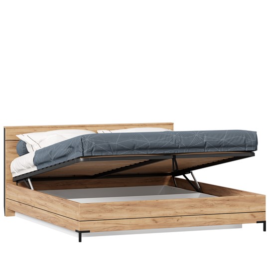 Двуспальная кровать Норд 1800 ЛД 677.150.000.042 с подъемным механизмом, Дуб золотой в Шахтах - изображение 2