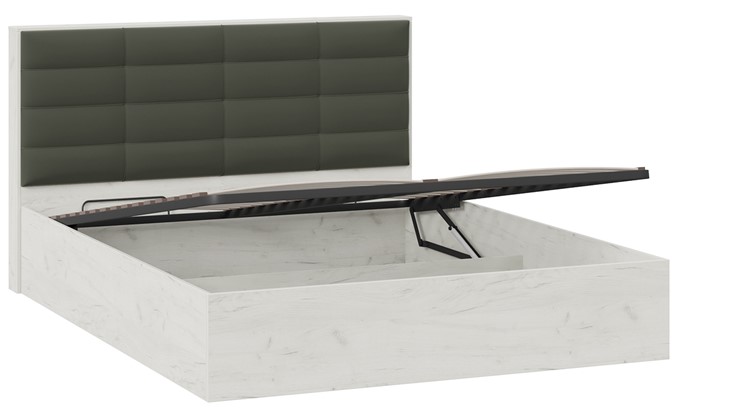 Спальная кровать с подъемным механизмом Агата тип 1 (Дуб крафт белый, Велюр Серый) в Шахтах - изображение 2