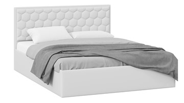Спальная кровать с подъемным механизмом Порто (Экокожа белая Polo) без заглушины в Шахтах