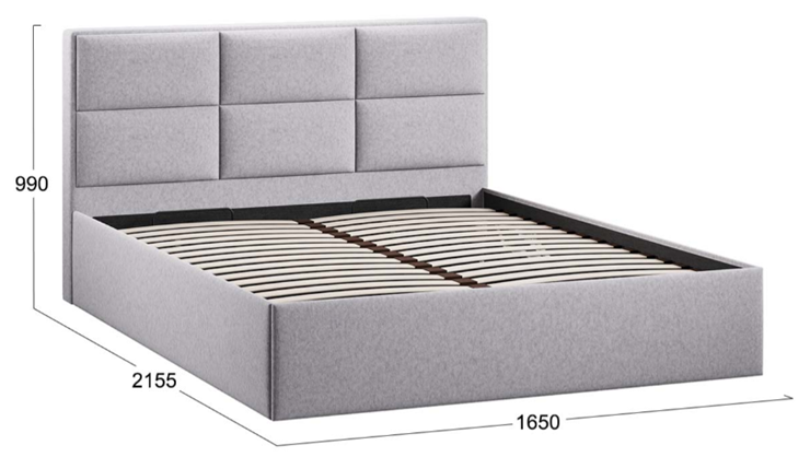 Кровать спальная с подъемным механизмом Стелла тип 1 (Микровелюр Jercy Silver) в Шахтах - изображение 3
