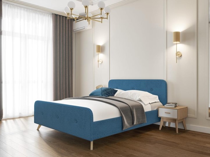 Кровать 2-спальная Сиерра 1600 (без основания) Аура голубой в Шахтах - изображение 1