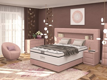 Кровать двуспальная Smart/Podium M 160х200, Флок (Велсофт Винтажный розовый) в Шахтах