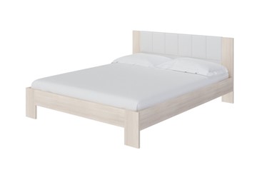 Кровать 2-спальная Soft 1, 160х200, ЛДСП Дуб Шамони+экокожа (Дуб Шамони с белым) в Шахтах