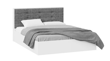 Кровать в спальню с подъемным механизмом Тесса (Белый Жемчуг/Рогожка серая) в Шахтах
