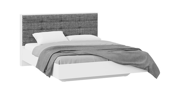 Кровать спальная Тесса (Белый Жемчуг/Рогожка серая) в Шахтах - изображение