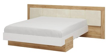 Спальная кровать Тоскана 1600 с декором (Дуб крафт золотой/Белый поры глубокие) с основанием в Шахтах