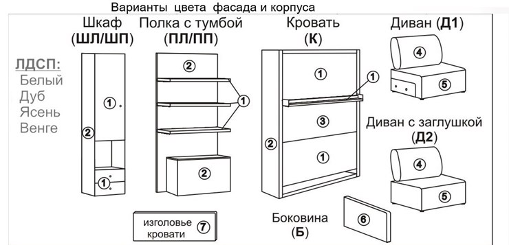 Кровать-трансформер Smart (ШЛ+К 1400), шкаф левый в Таганроге - изображение 2