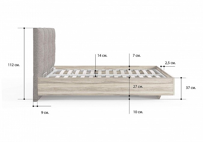 Кровать двуспальная Victoria (ясень ориноко) 180х200 с основанием в Батайске - изображение 3