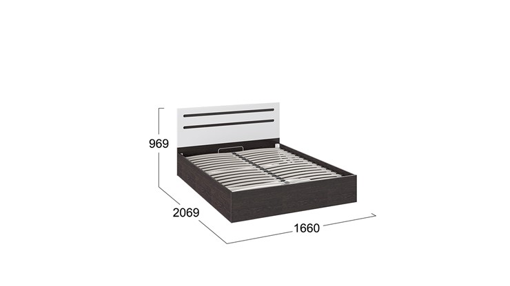 Кровать с подъемным механизмом Фьюжн ТД-260.01.04 (Белый глянец, Венге Линум) в Шахтах - изображение 2