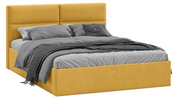 Кровать с мягким изголовьем Глосс Тип 1 (Микровелюр Wellmart Yellow) в Шахтах