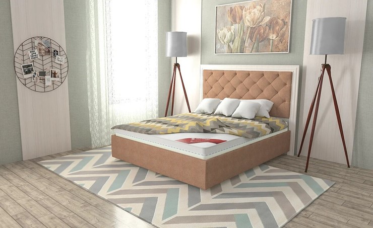 Двуспальная кровать с механизмом Манхэттен 160х200 (с коробом), высота спинки - 140 см в Шахтах - изображение 9