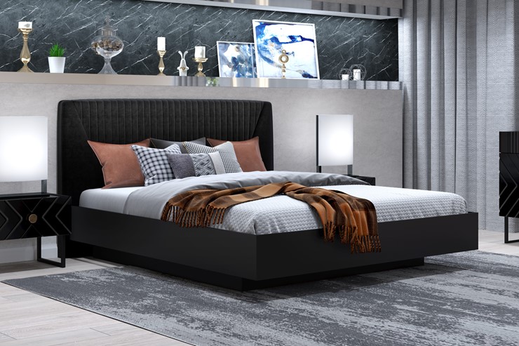 Кровать с механизмом 2х-спальная Марсель-11 (Черный, ткань Fenix black) 1600 в Батайске - изображение 2
