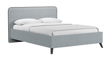 Кровать с механизмом полуторная Миа, 140 Bravo grey (серый) / кант Лайт 10 Велюр (коричневый) + кроватное дно в Шахтах