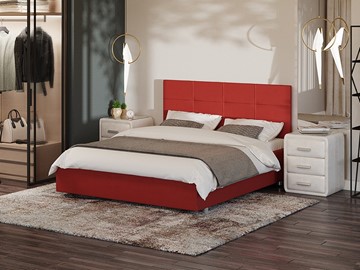 Кровать двуспальная Neo 160х200, Велюр (Forest 13 Красный) в Шахтах