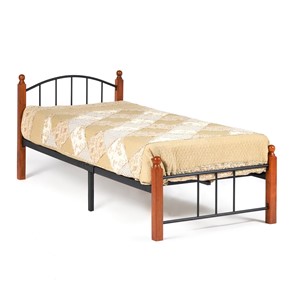 Спальная кровать AT-915 дерево гевея/металл, 90*200 см (Single bed), красный дуб/черный в Ростове-на-Дону