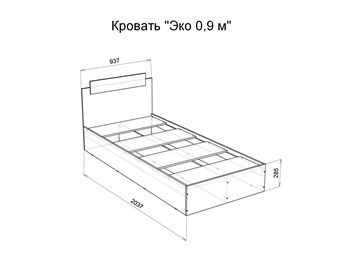 Односпальная кровать Эко 900 ЛДСП, Дуб вотан/Белый в Таганроге - предосмотр 1