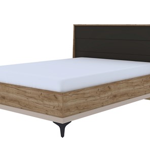 Полутороспальная кровать Кара 10 со стационарным основанием (1400) (Дуб Табачный Craft/Велюр) в Шахтах