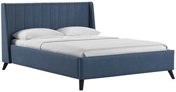 Кровать полуторная Мелисса 140, арт. Тори 83 велюр (серо-синий) + кроватное дно в Шахтах