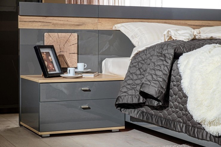 Модульная спальня Фиджи базовый набор, Дуб золотой/Антрацит в Шахтах - изображение 1