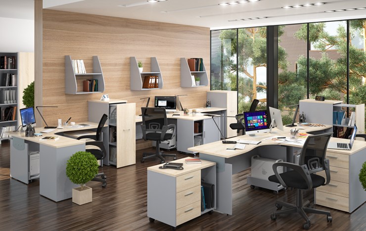 Офисный набор мебели OFFIX-NEW для 4 сотрудников с двумя шкафами в Батайске - изображение 1