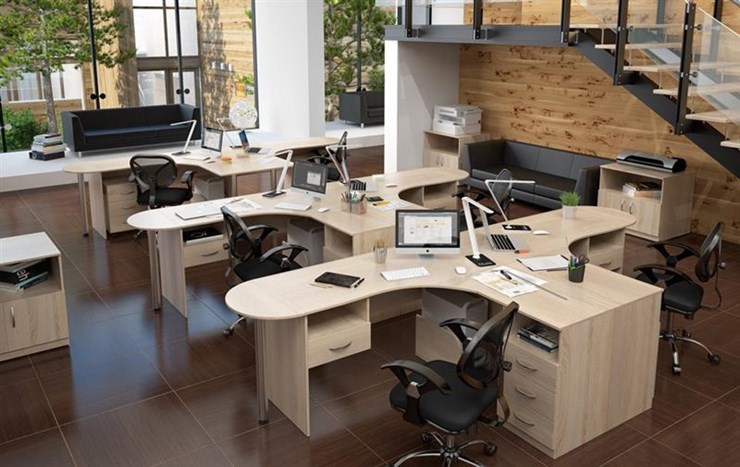 Набор мебели в офис SIMPLE с эргономичными столами и тумбами в Шахтах - изображение