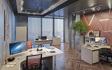 Офисный набор мебели Wave 3, 3 рабочих места и шкафы в Батайске