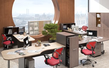 Комплект офисной мебели Xten, для двух сотрудников с тумбой в Шахтах - предосмотр