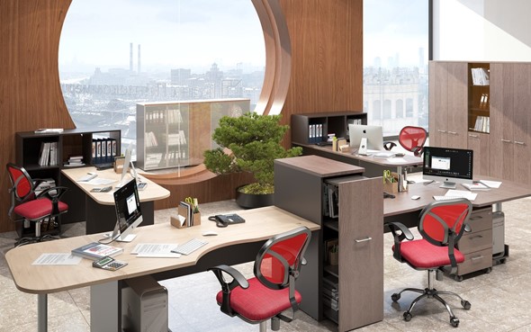 Комплект офисной мебели Xten, для двух сотрудников с тумбой в Шахтах - изображение