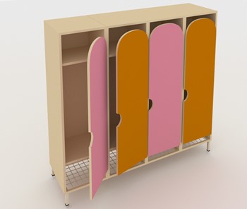 Распашной шкаф детский ШГС4 Беж + Розовый + Оранжевый в Шахтах