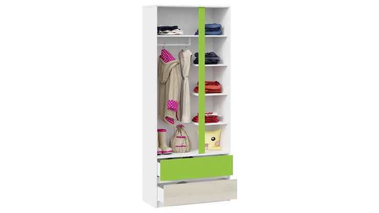 Распашной шкаф детский Сканди СМ-386.07.26-26 (Дуб Гарден, Белая, Зеленый) в Шахтах - изображение 1