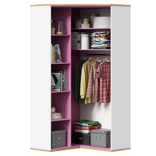 Угловой детский шкаф Урбан 528.060, белый/розовый в Шахтах - изображение 4