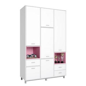 Многофункциональный шкаф POLINI Kids Mirum 2335 Белый / полки Розовые в Таганроге