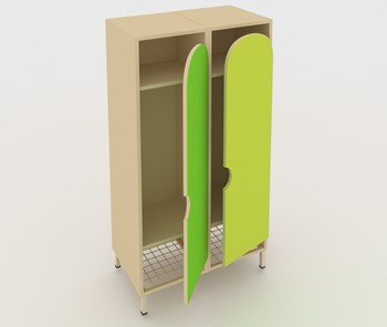 Распашной детский шкаф ШГС2 Беж + Зеленая мамба + Лайм в Шахтах