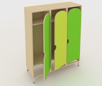 Распашной детский шкаф ШГС3 Беж + Зеленая мамба + Лайм в Шахтах