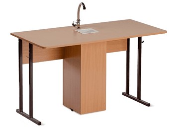Детский стол 2-местный для кабинета химии Стандарт 5, Пластик Бук/Коричневый в Шахтах