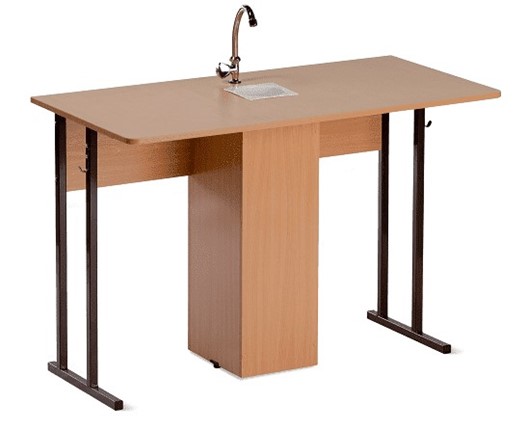 Детский стол 2-местный для кабинета химии Стандарт 7, Пластик Бук/Коричневый в Шахтах - изображение