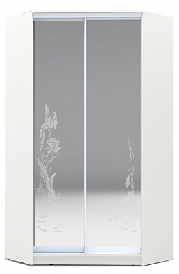 Шкаф 2300х1103, ХИТ У-23-4-66-01, цапля, 2 зеркала, белая шагрень в Шахтах - изображение