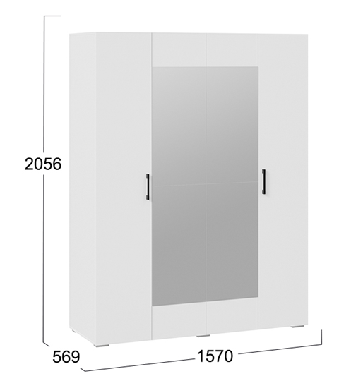 Шкаф четырехстворчатый с зеркалом Нео (Белый) в Шахтах - изображение 5
