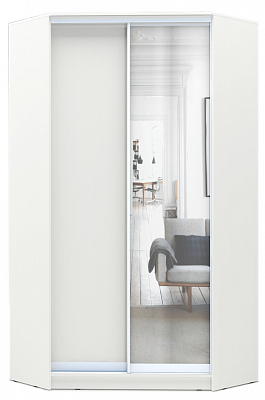Шкаф с одним зеркалом, 2300х1103, ХИТ У-23-4-15, белая шагрень в Шахтах - изображение