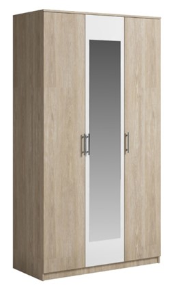 Шкаф 3 двери Светлана, с зеркалом, белый/дуб сонома в Батайске - изображение