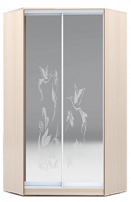 Шкаф угловой 2300х1103, ХИТ У-23-4-66-03, колибри, 2 зеркала, дуб млечный в Шахтах - изображение