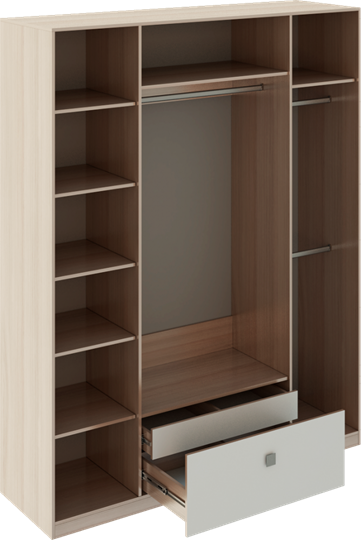 Распашной шкаф Глэдис М24 (Шимо светлый/Белый текстурный) в Шахтах - изображение 1