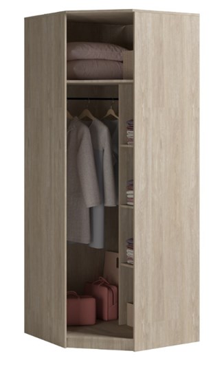 Распашной шкаф угловой Светлана, с зеркалом, белый/дуб сонома в Шахтах - изображение 1