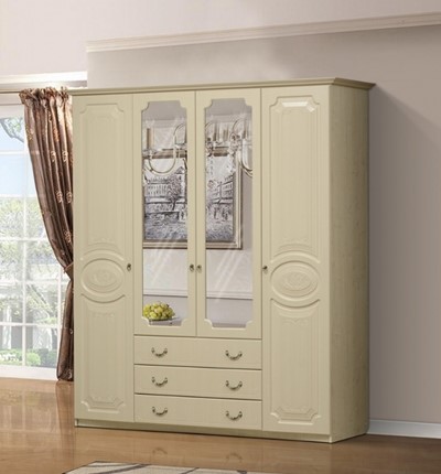 Распашной шкаф Ивушка-5 4-х створчатый с ящиками, цвет Дуб беленый в Шахтах - изображение