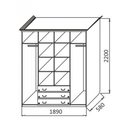 Распашной шкаф Ивушка-5 4-х створчатый с ящиками, цвет Дуб беленый в Шахтах - изображение 1