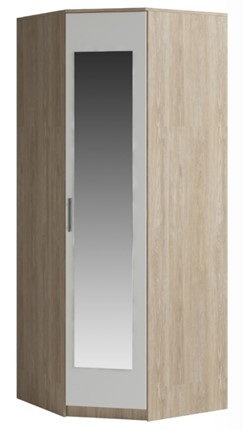 Распашной шкаф угловой Светлана, с зеркалом, белый/дуб сонома в Шахтах - изображение