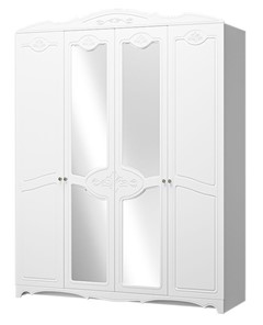 Шкаф четырехдверный в спальню Лотос ШР-4 (Белый) 2 зеркала в Батайске