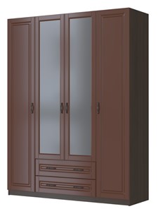 Шкаф четырехстворчатый Кантри, лак орех ШР-4, с 2мя зеркалами в Батайске - предосмотр